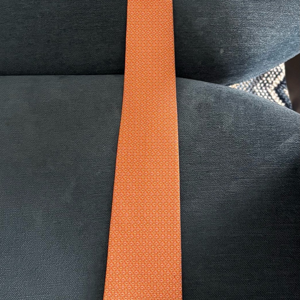 Salvatore Ferragamo Orange Patterned Silk Tie